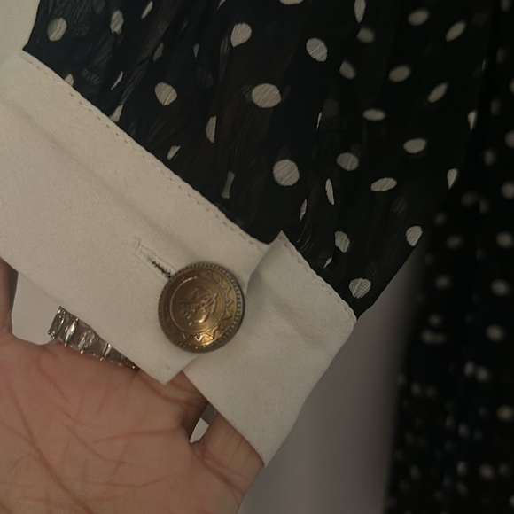 Zara Long Sleeve Polka Dot Dress with Collar - Picture 4 of 6